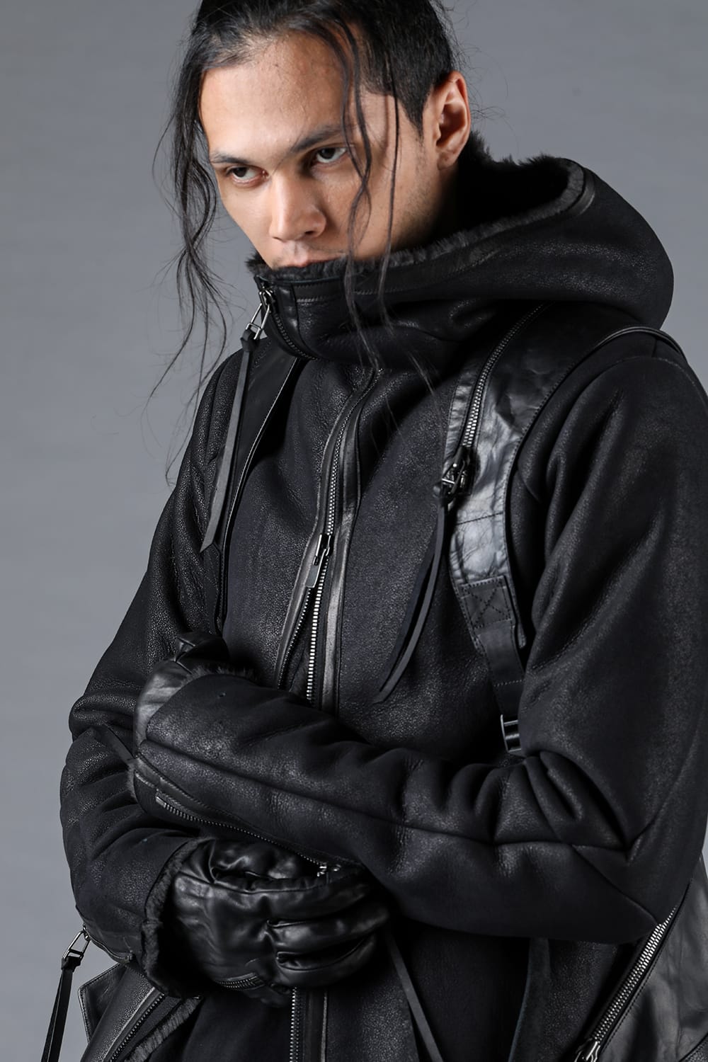 French Baby Lamb Shearling Hooded Jacket