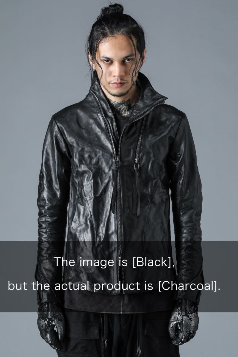 ホースレザーハイネックジャケット チャコール