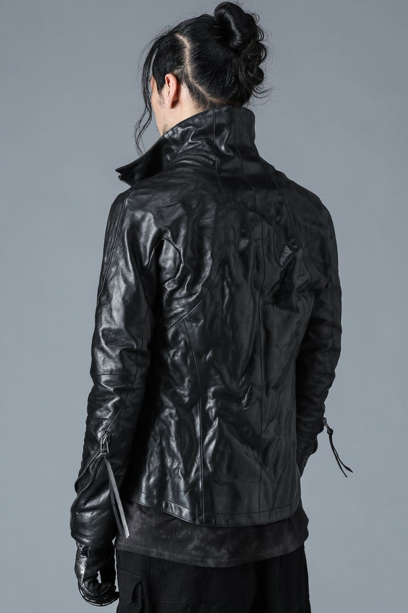 Horse Leather High-Neck Jacket Black