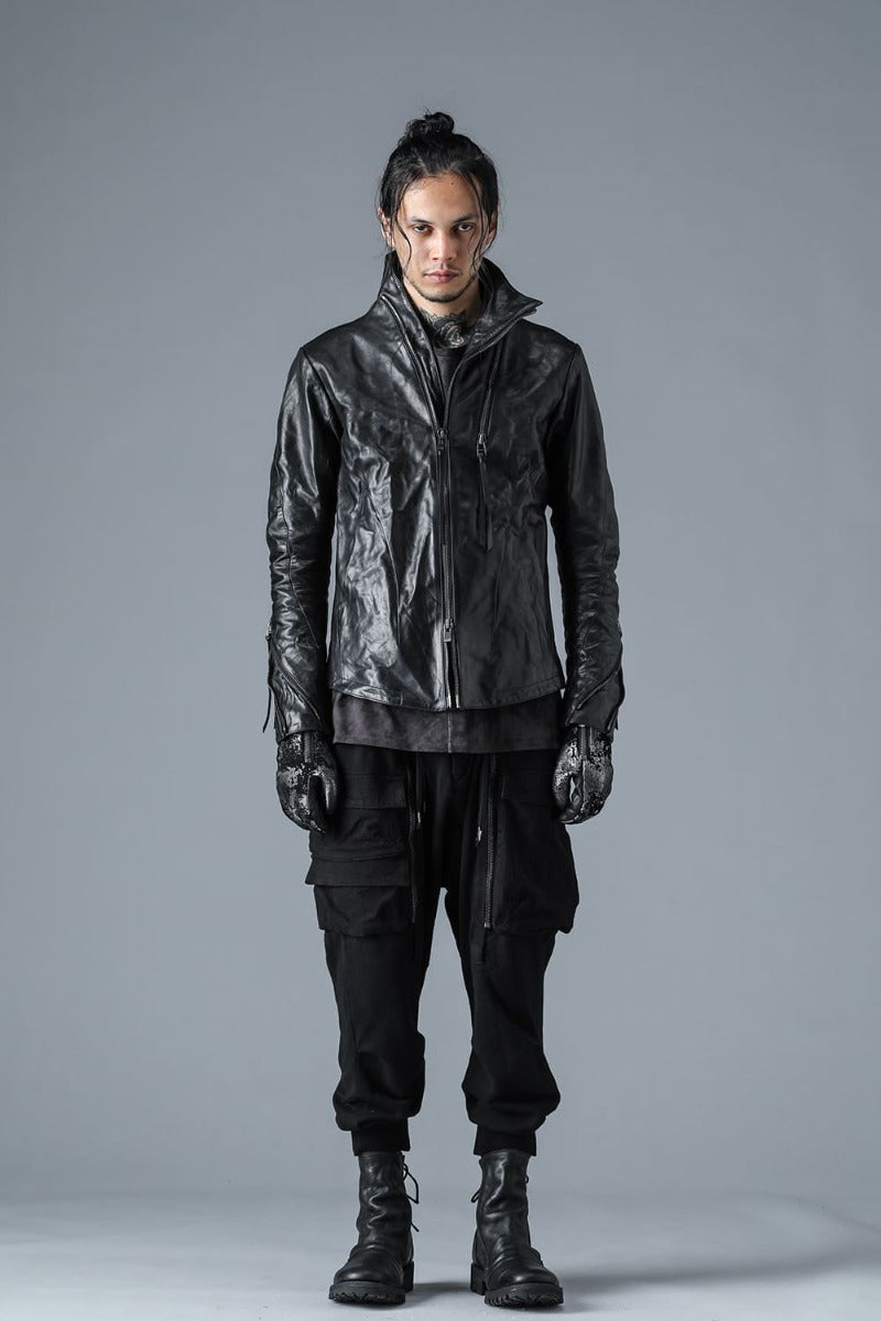 Horse Leather High-Neck Jacket Black