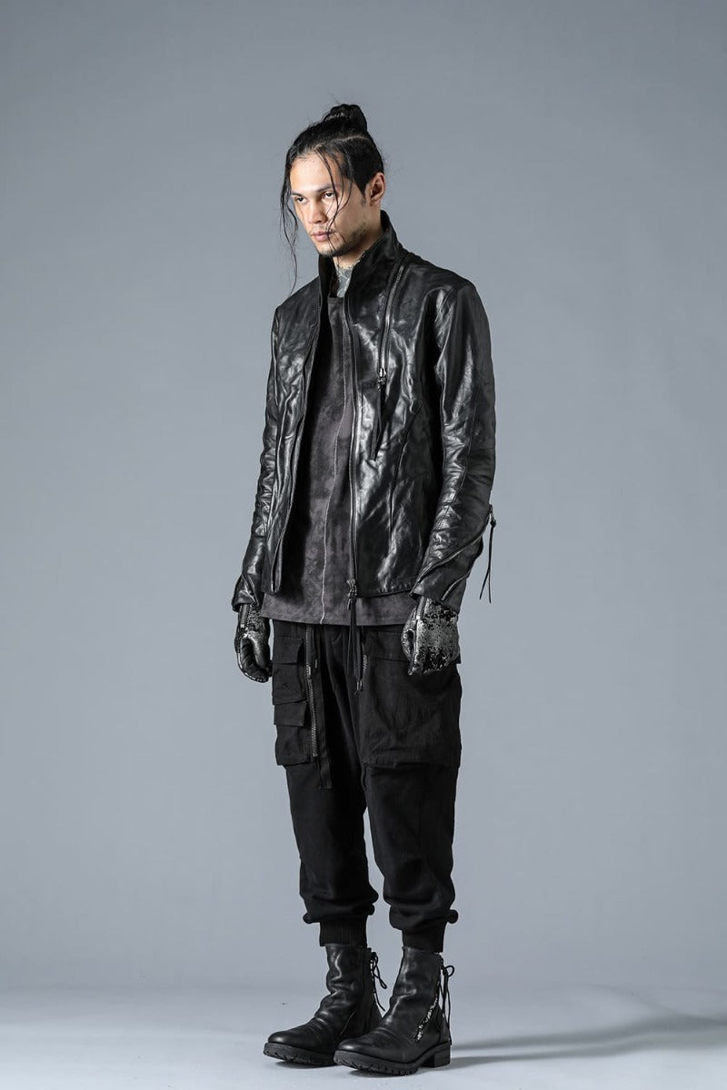 Horse Leather High-Neck Jacket Black