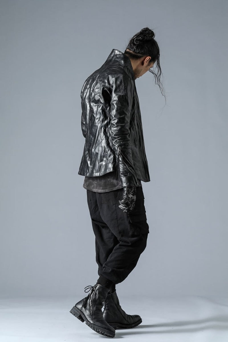 Horse Leather High-Neck Jacket Black