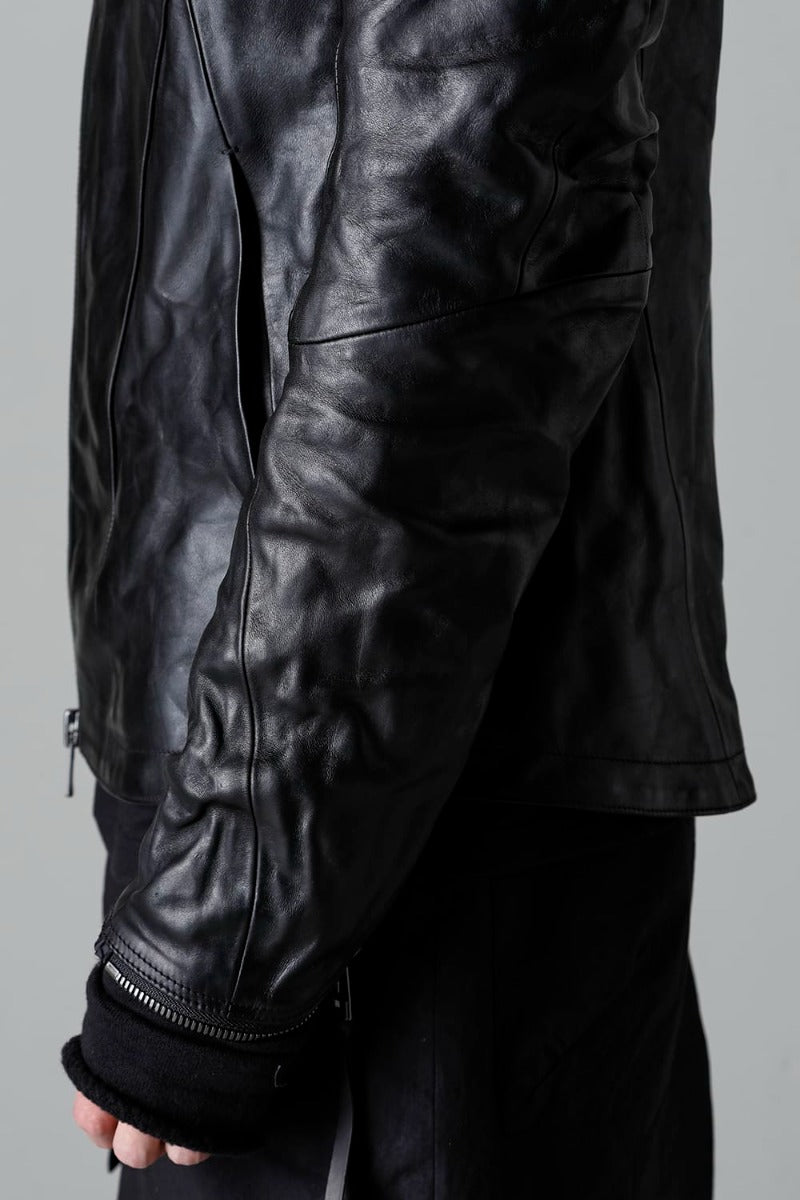 ホースレザーハイネックレザージャケット ブラック