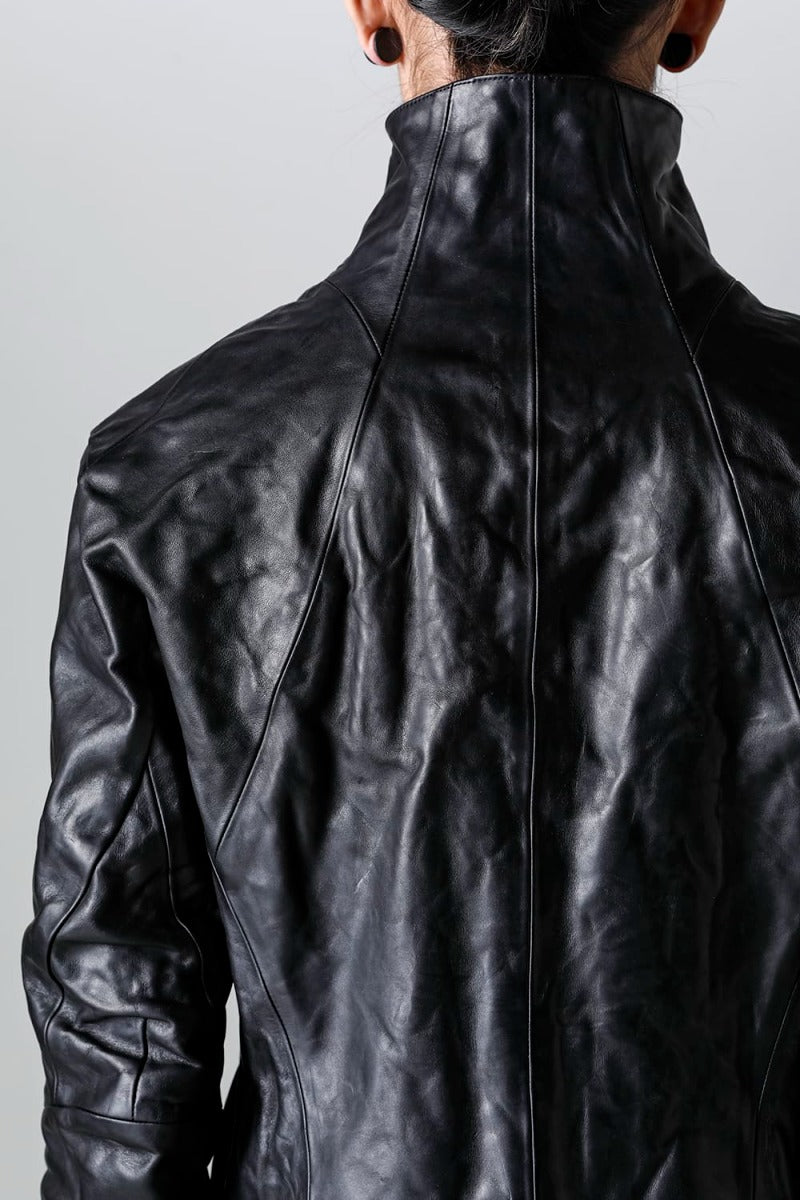 ホースレザーハイネックレザージャケット ブラック