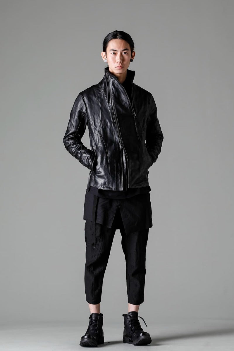 ホースレザーハイネックレザージャケット ブラック