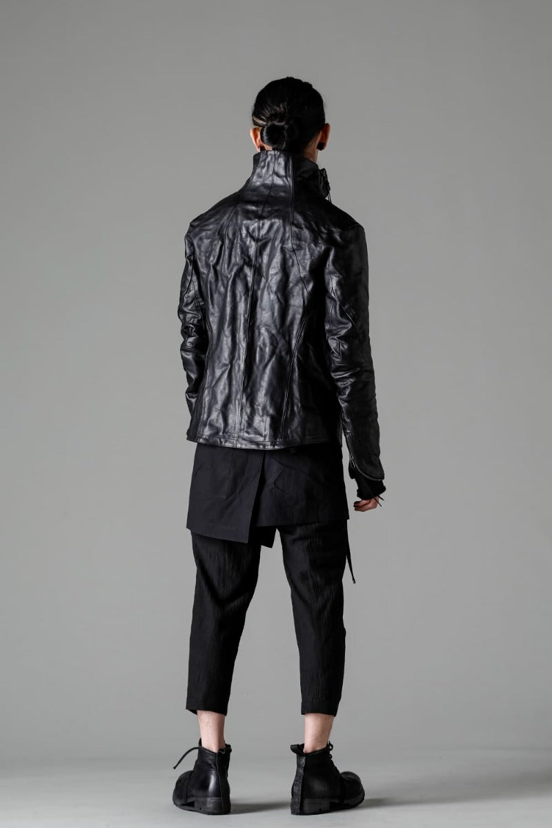 ホースレザーハイネックレザージャケット ブラック