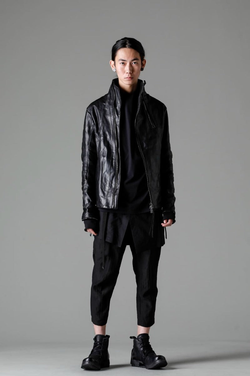 ホースレザーハイネックレザージャケット ブラック