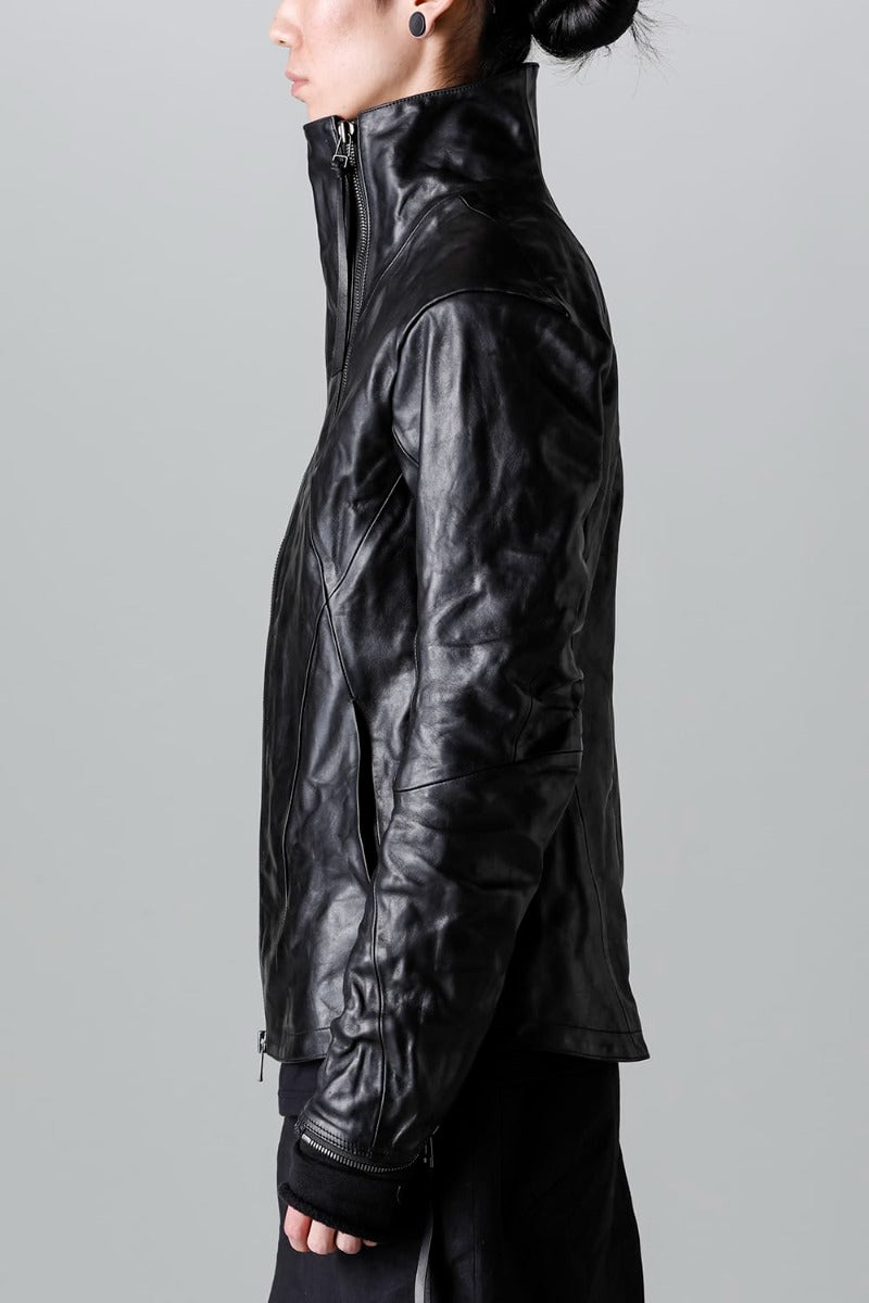 ホースレザーハイネックレザージャケット ブラック