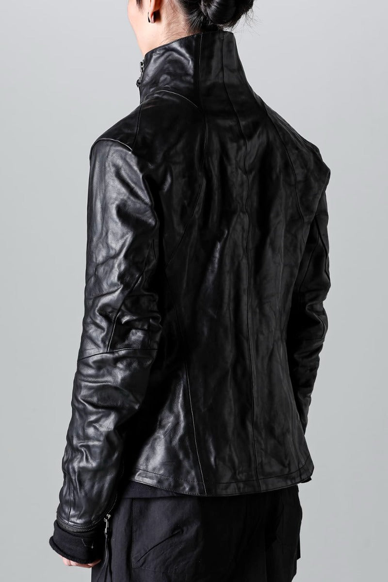 ホースレザーハイネックレザージャケット ブラック