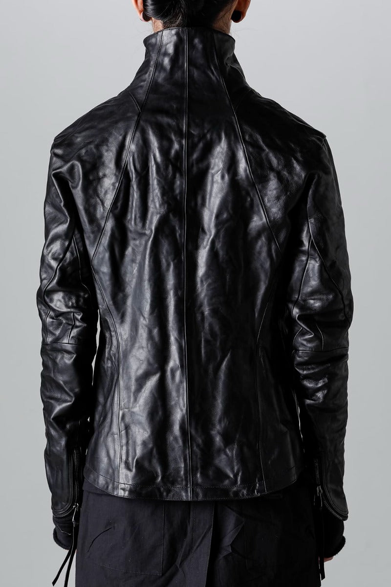 ホースレザーハイネックレザージャケット ブラック