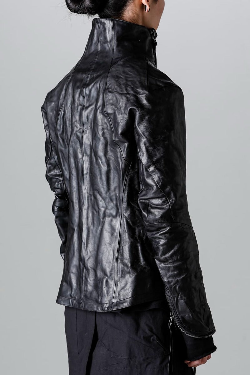 ホースレザーハイネックレザージャケット ブラック