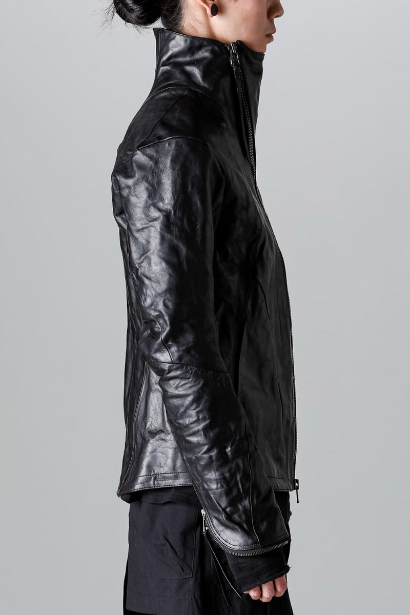 ホースレザーハイネックレザージャケット ブラック