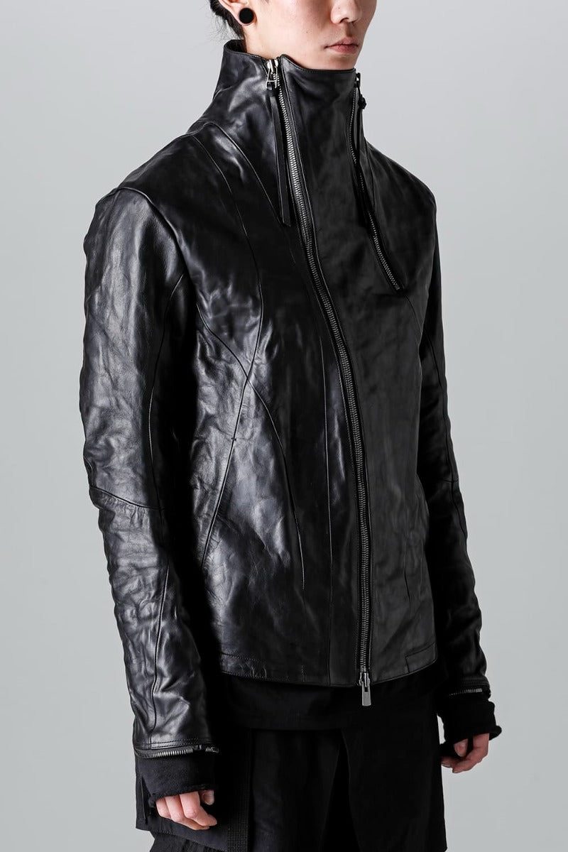 ホースレザーハイネックレザージャケット ブラック