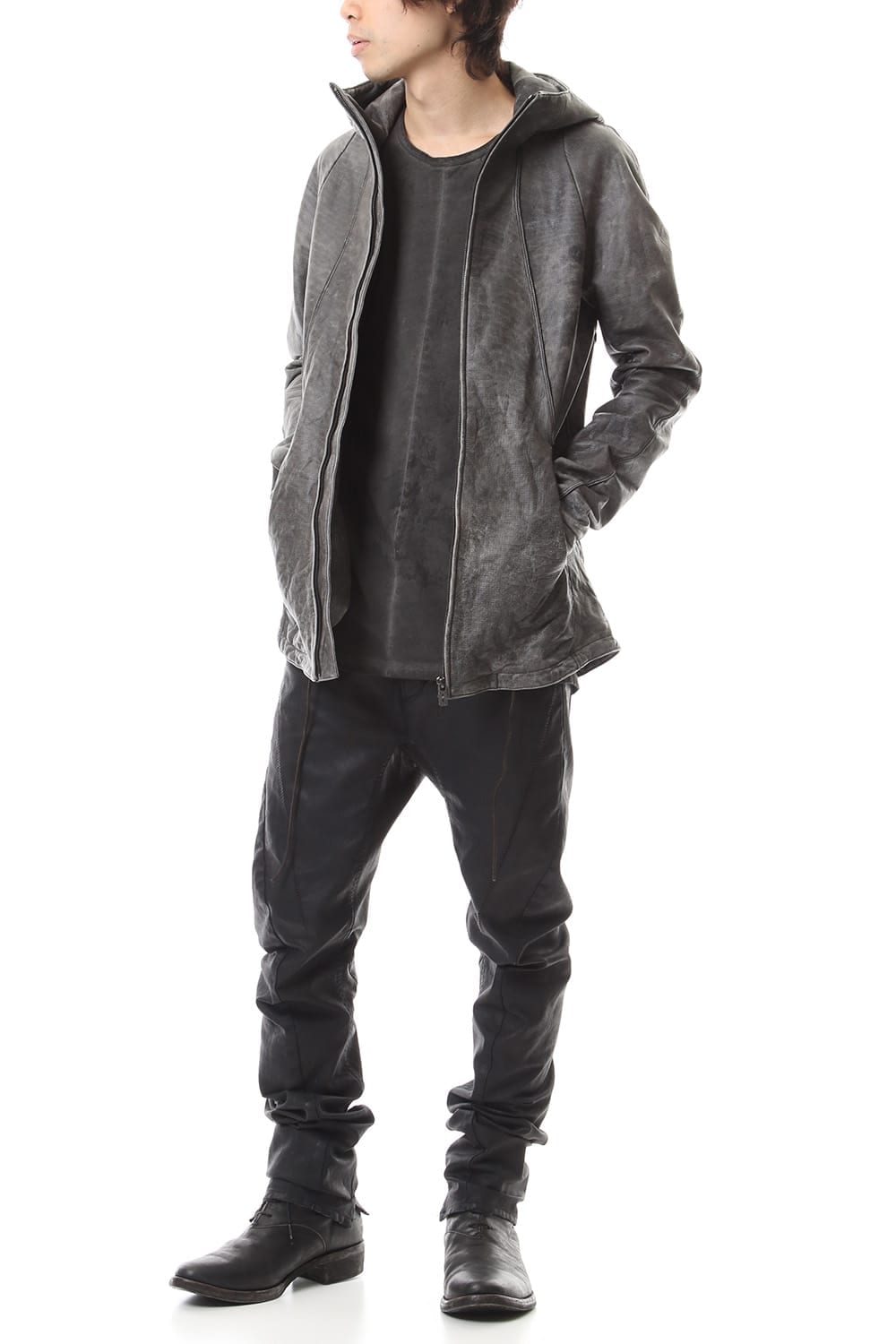 Ash Dye Hose Leather Hood JKT