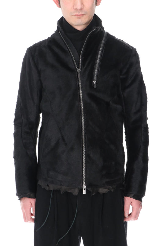 Hair Pony Leather High-Neck Jacket