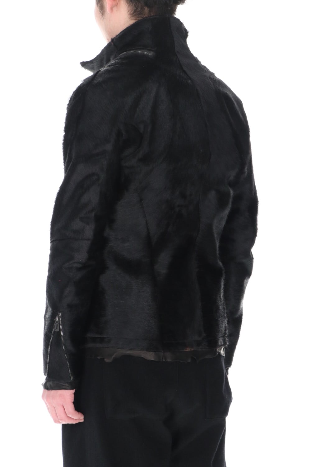 Hair Pony Leather High-Neck Jacket