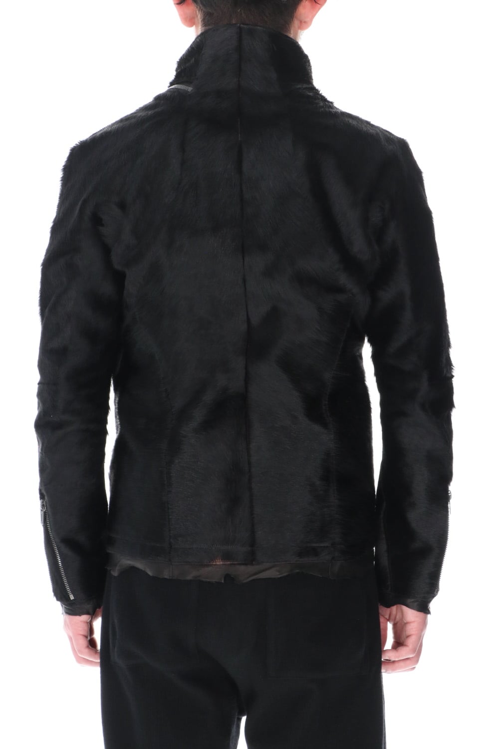 Hair Pony Leather High-Neck Jacket