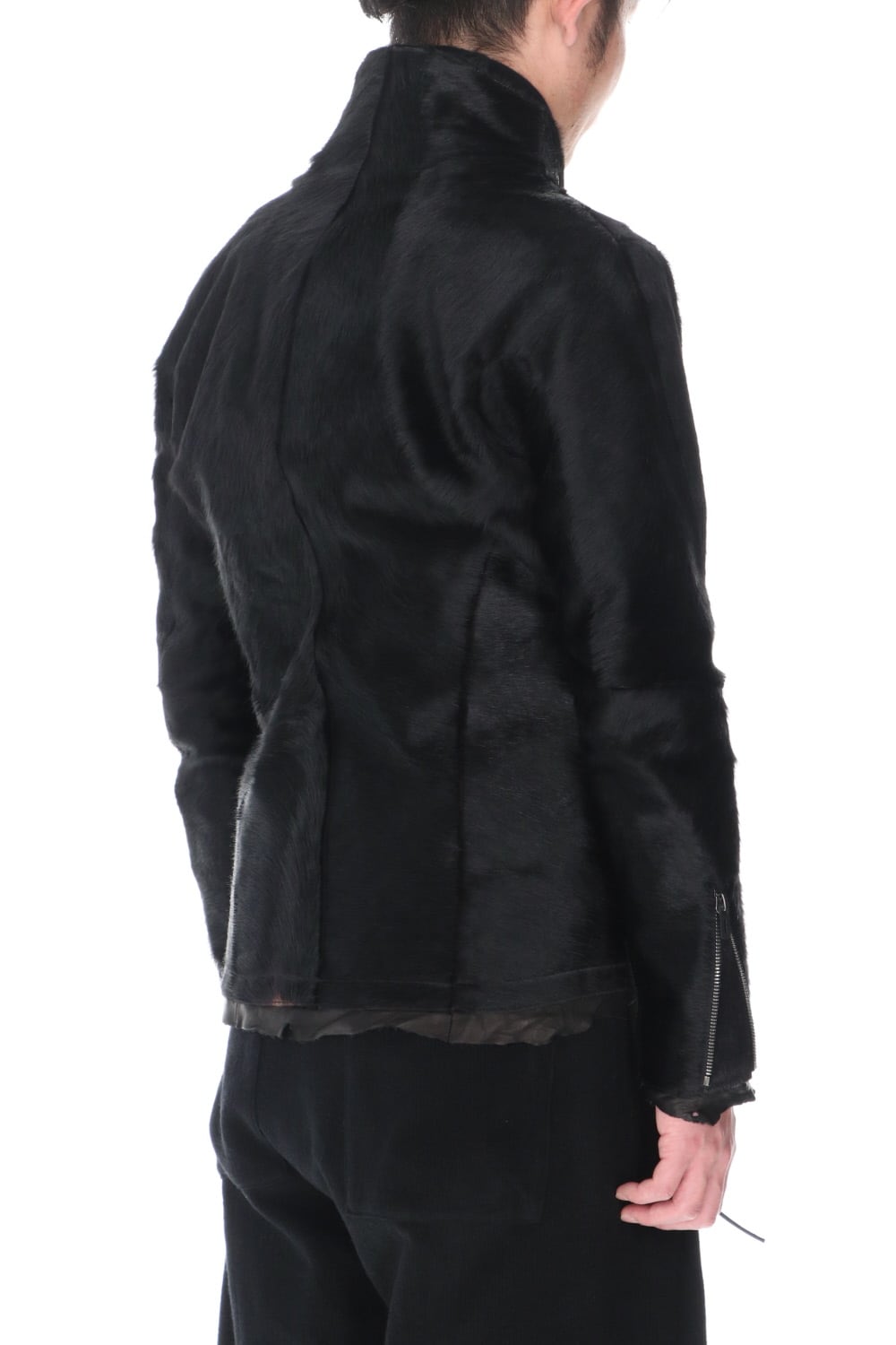 Hair Pony Leather High-Neck Jacket