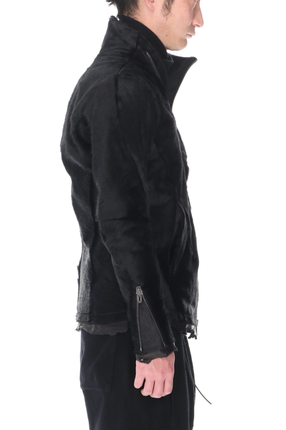 Hair Pony Leather High-Neck Jacket