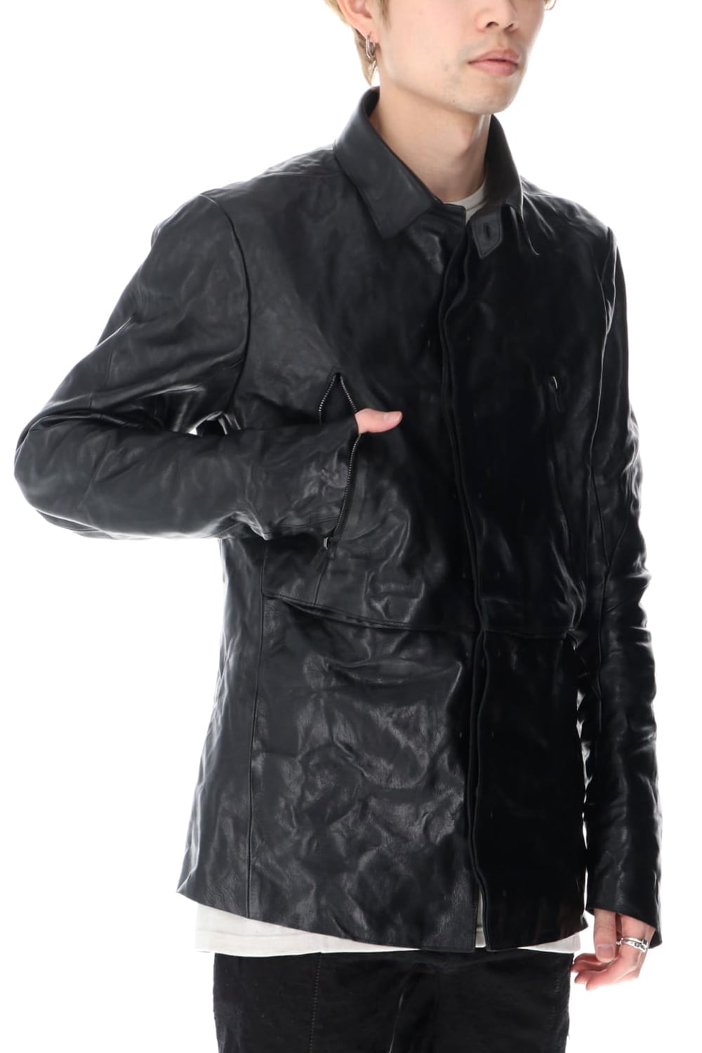 ホースレザーシャツジャケット Black