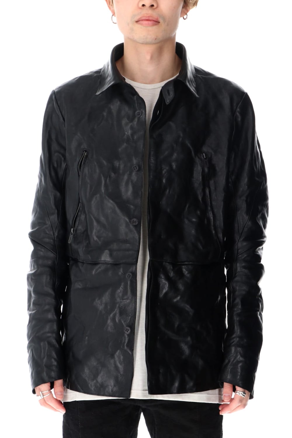 ホースレザーシャツジャケット Black