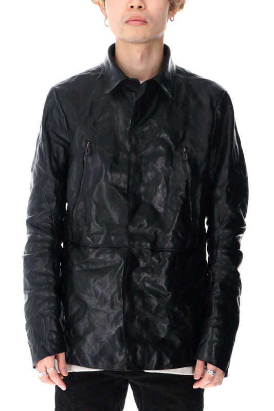 Horse Leather Shirt Jacket Black