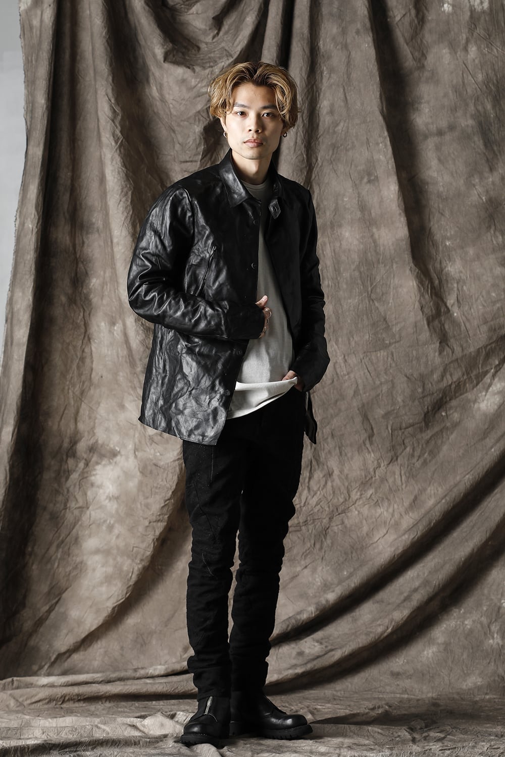 ホースレザーシャツジャケット Black