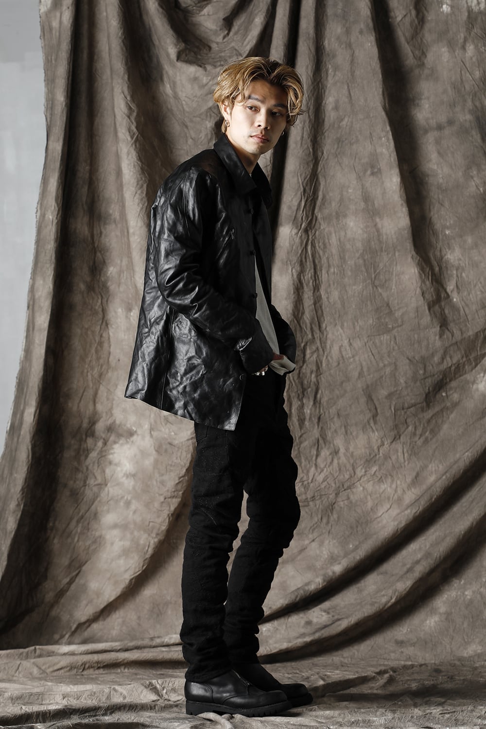 ホースレザーシャツジャケット Black