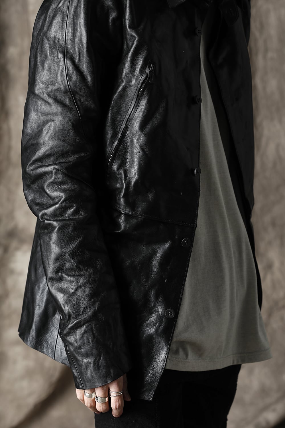 ホースレザーシャツジャケット Black