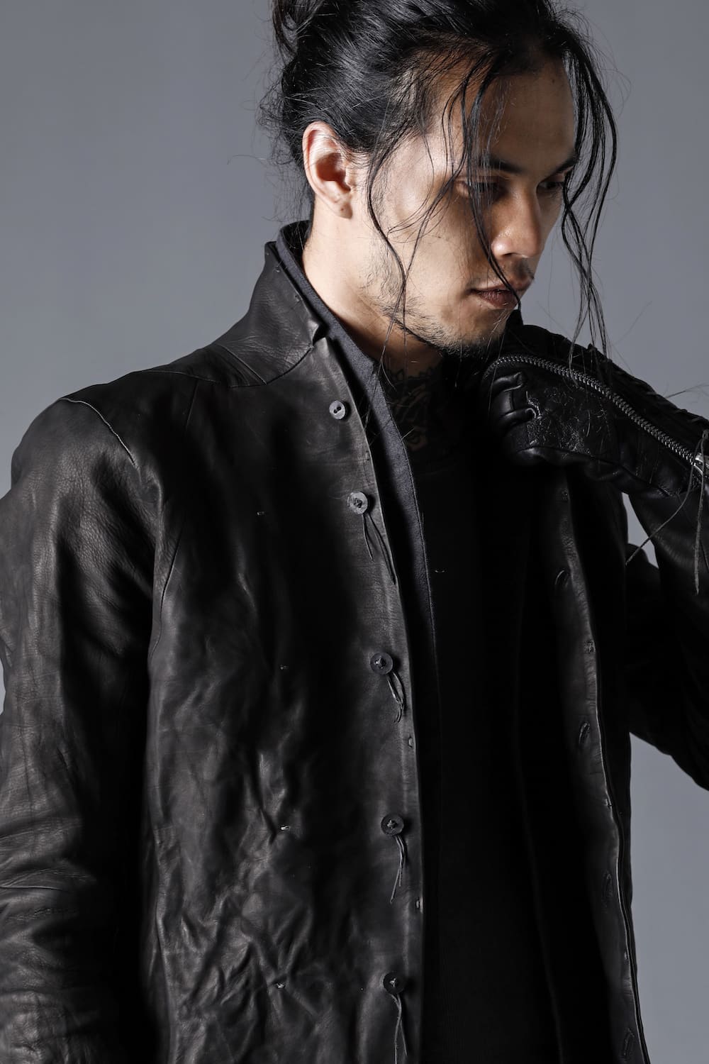 ジャパンカーフレザーシャツジャケット