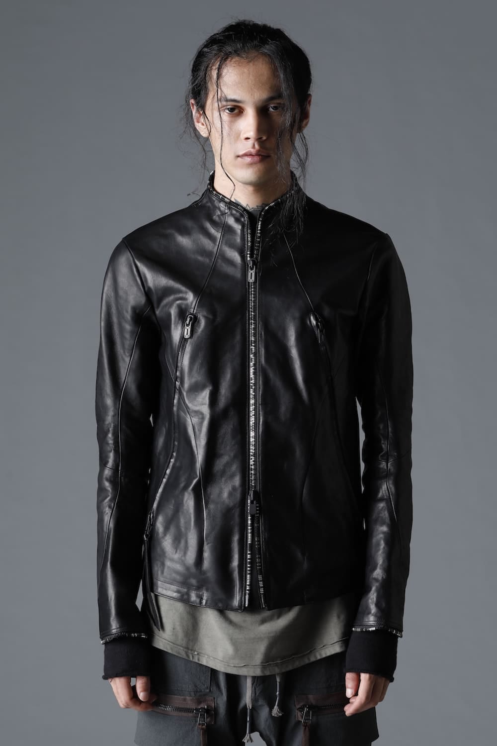 Horse Leather Round Zipper Jacket