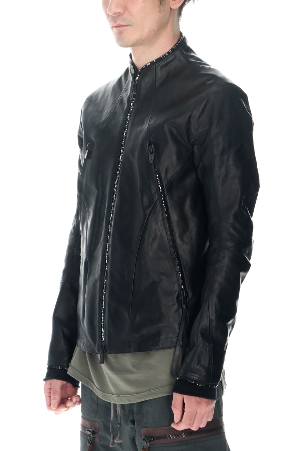 Horse Leather Round Zipper Jacket