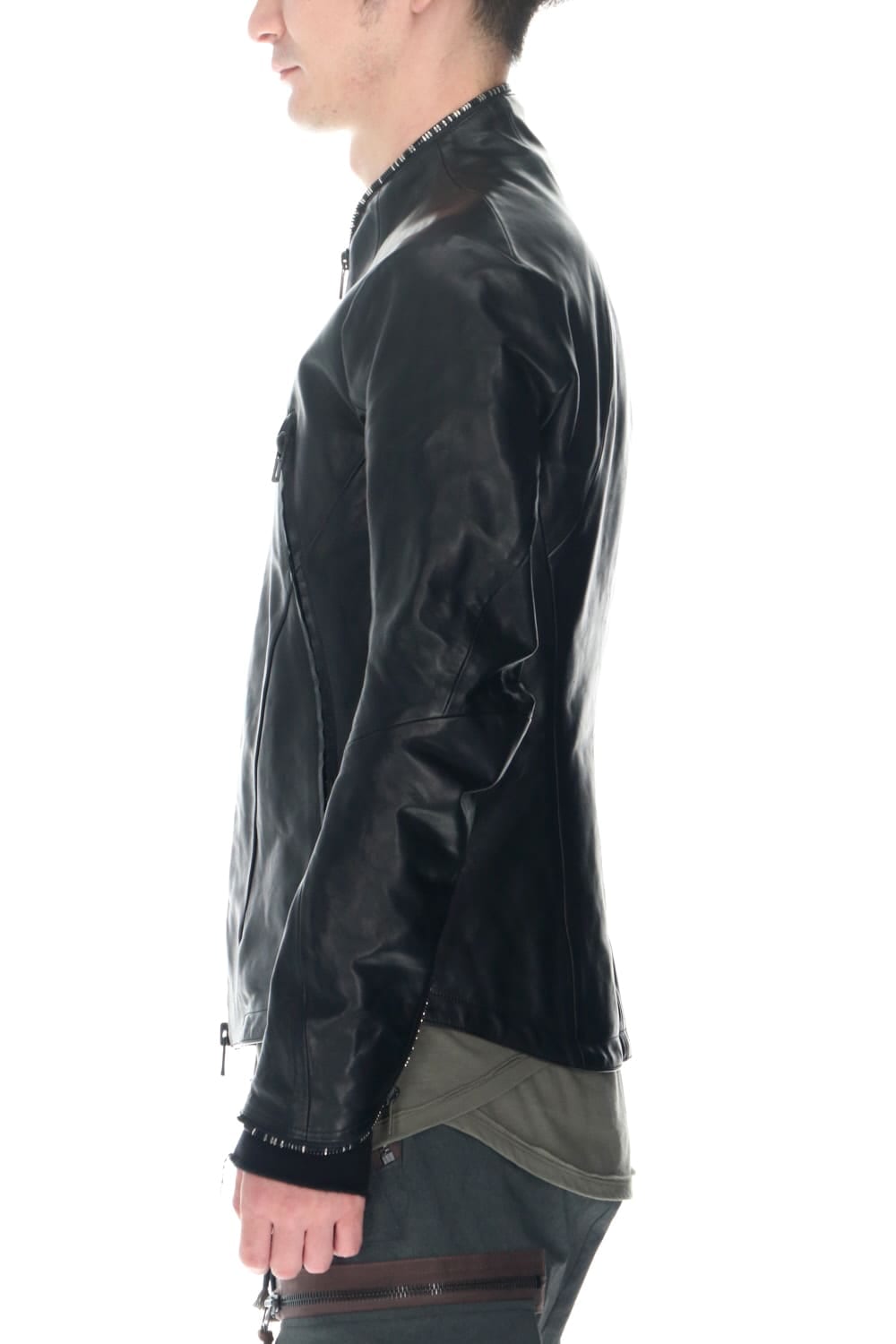 Horse Leather Round Zipper Jacket