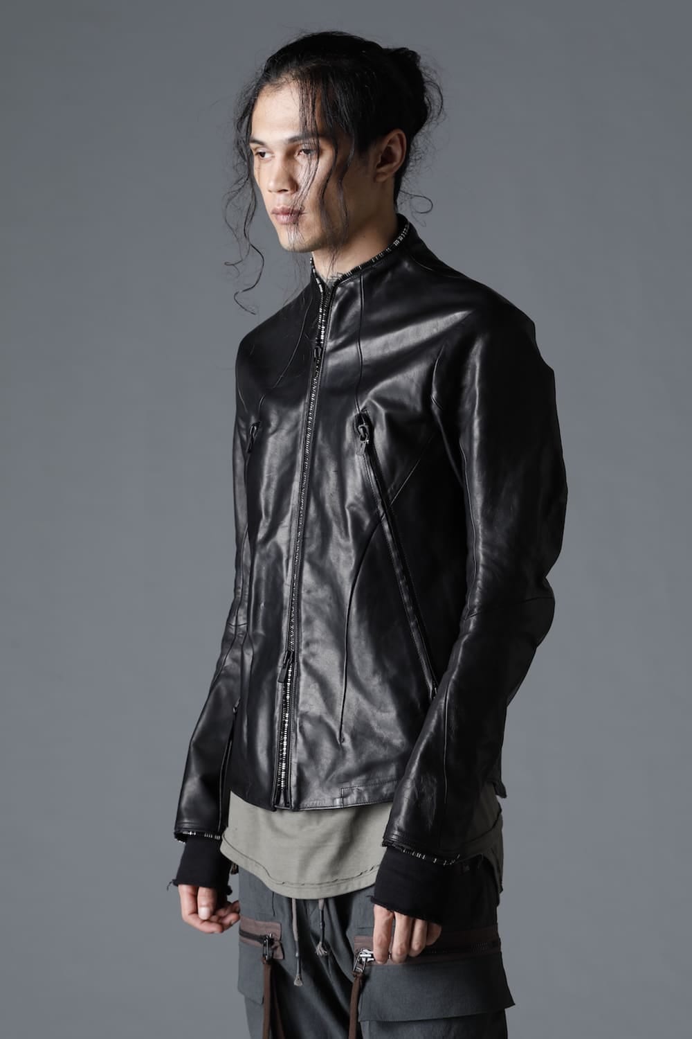 Horse Leather Round Zipper Jacket