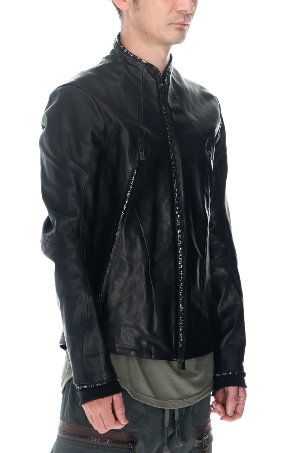 Horse Leather Round Zipper Jacket