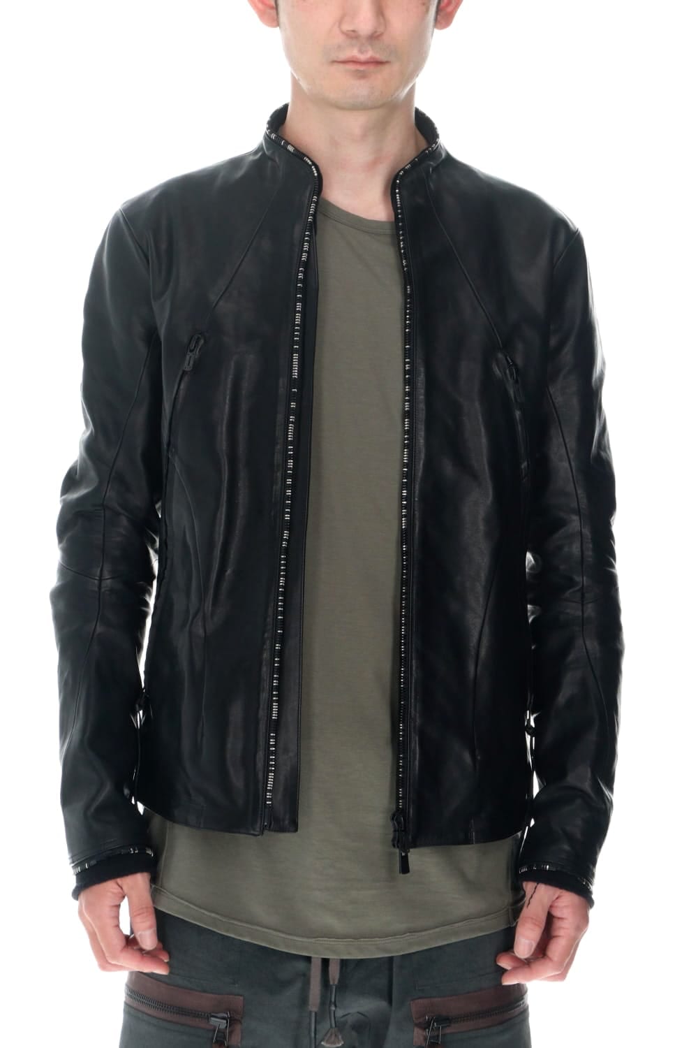 Horse Leather Round Zipper Jacket