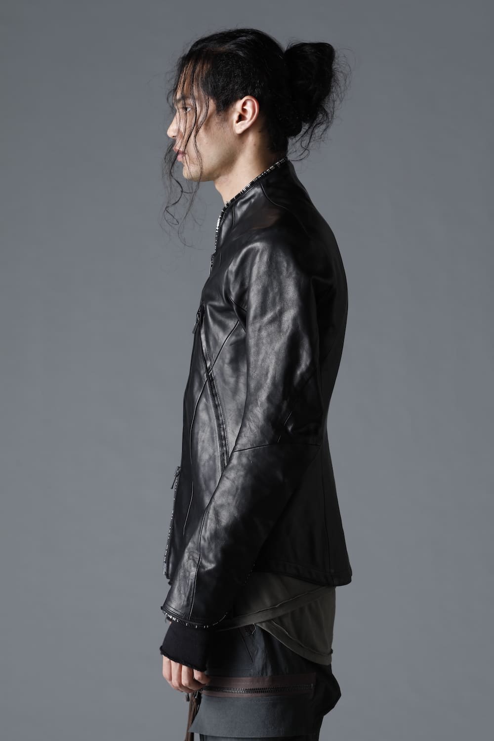 Horse Leather Round Zipper Jacket
