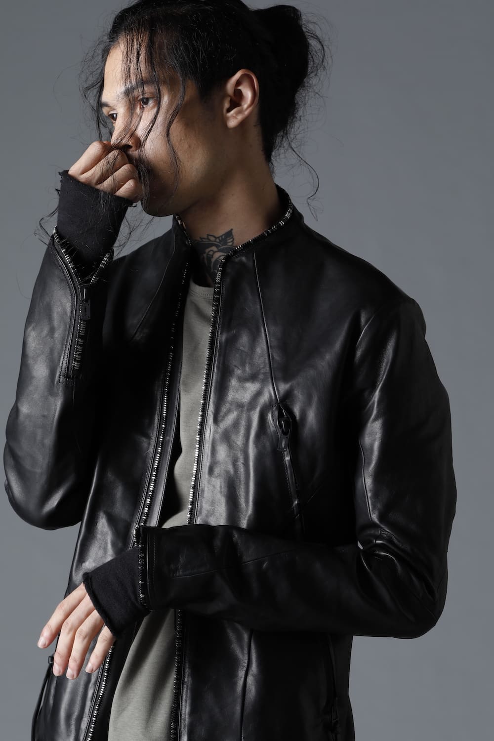 Horse Leather Round Zipper Jacket