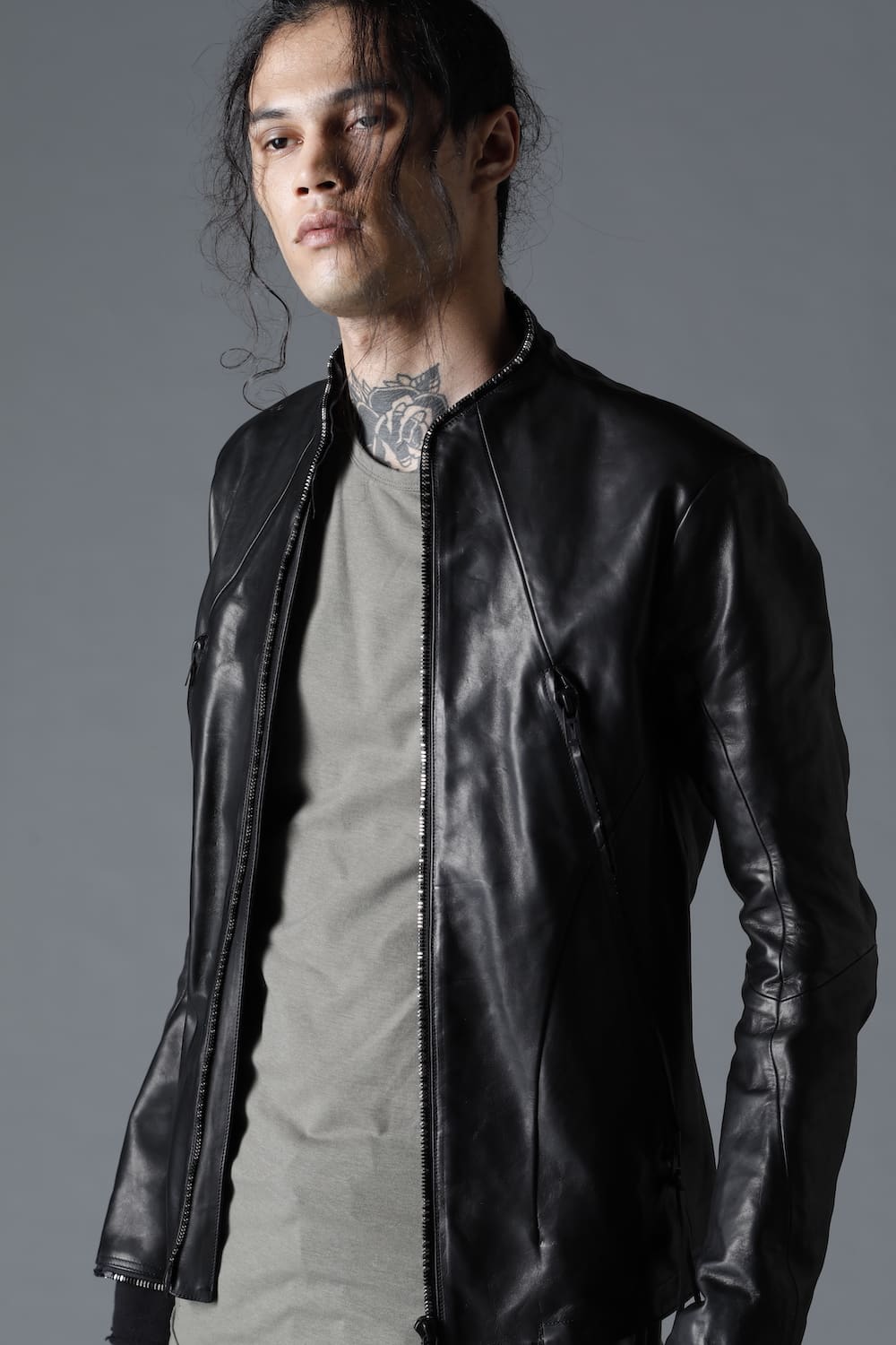 Horse Leather Round Zipper Jacket