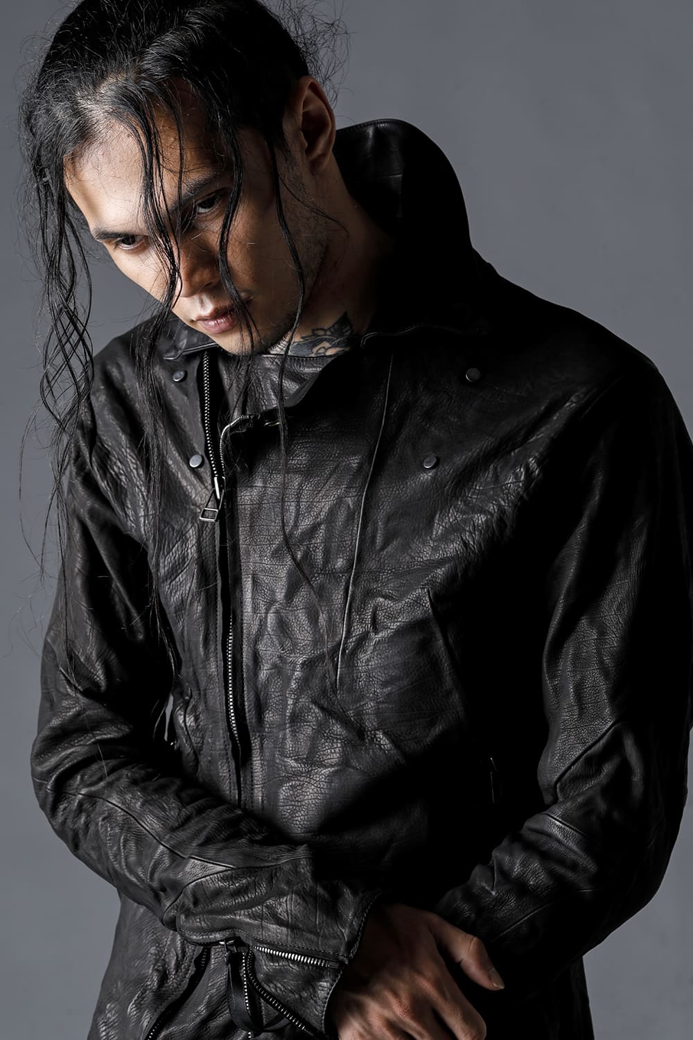 ジャパンカーフWライダースジャケット ブラック