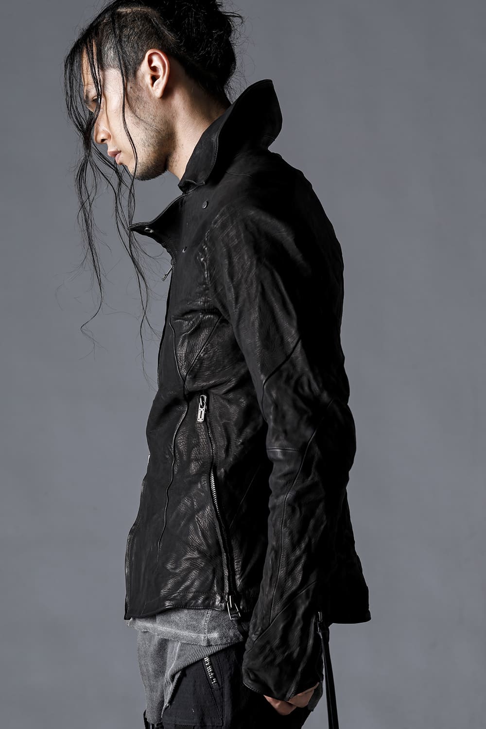 ジャパンカーフWライダースジャケット ブラック