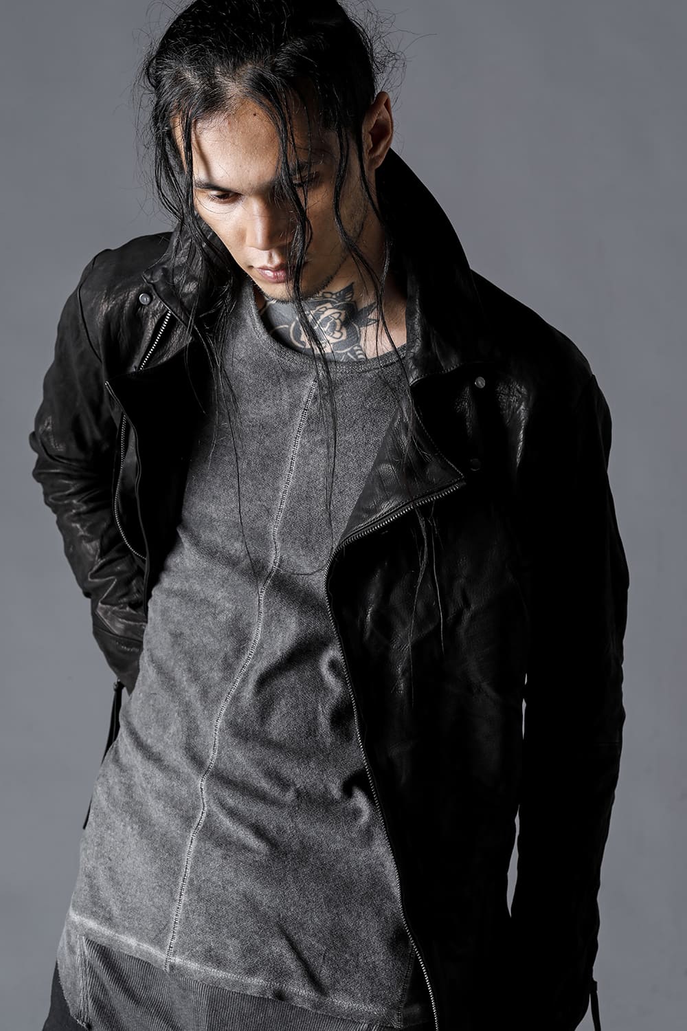 ジャパンカーフWライダースジャケット ブラック