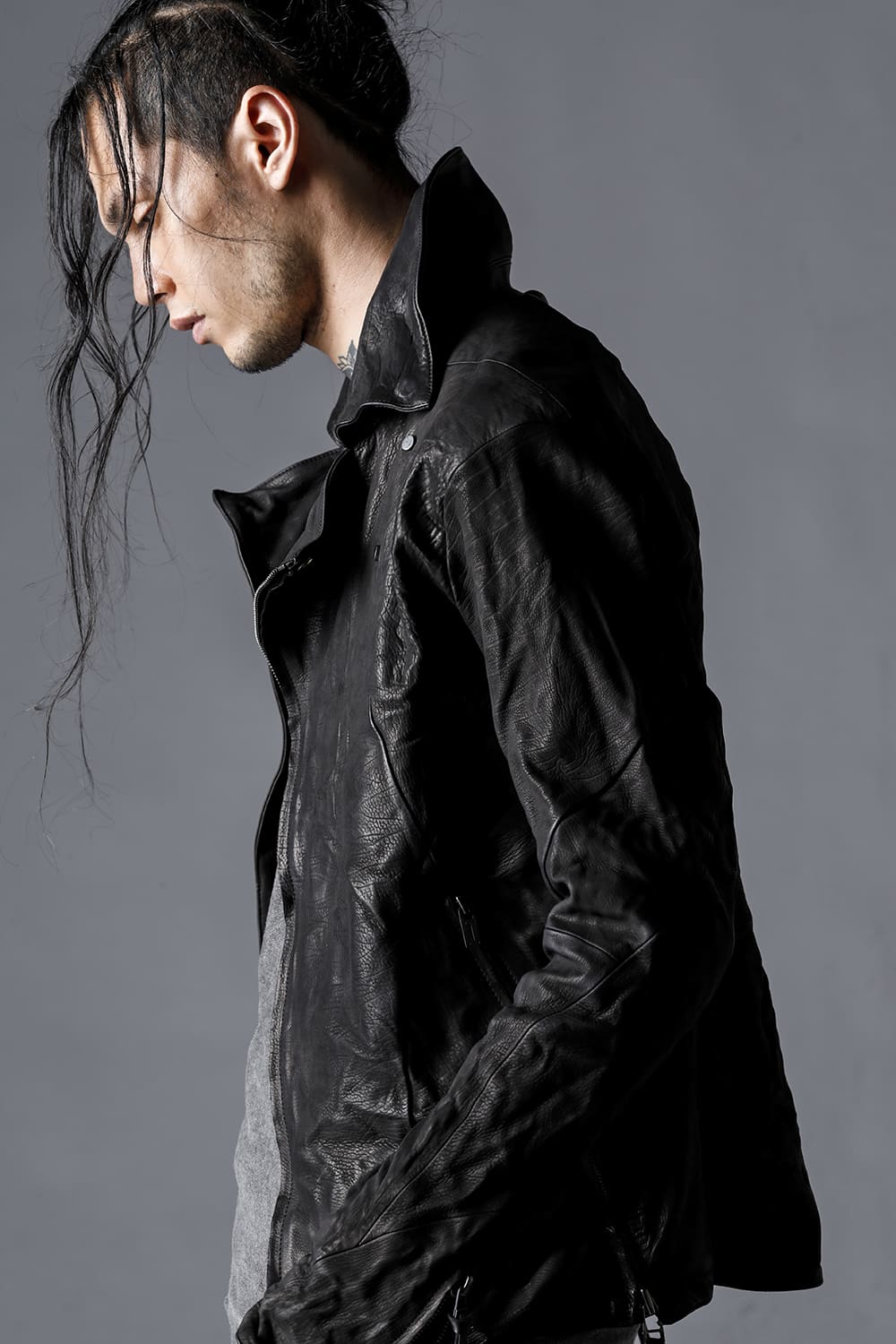 ジャパンカーフWライダースジャケット ブラック