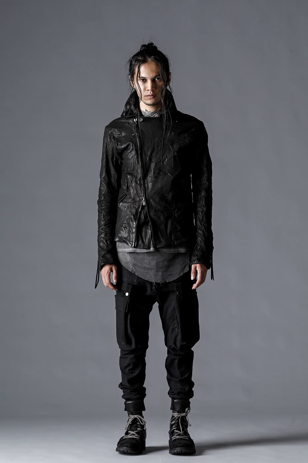 ジャパンカーフWライダースジャケット ブラック