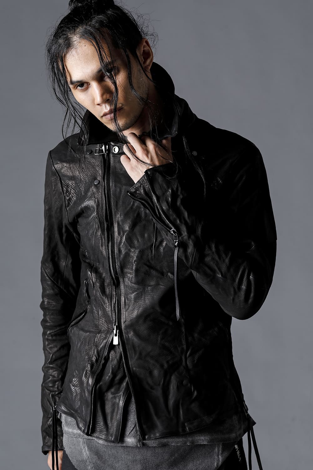 ジャパンカーフWライダースジャケット ブラック