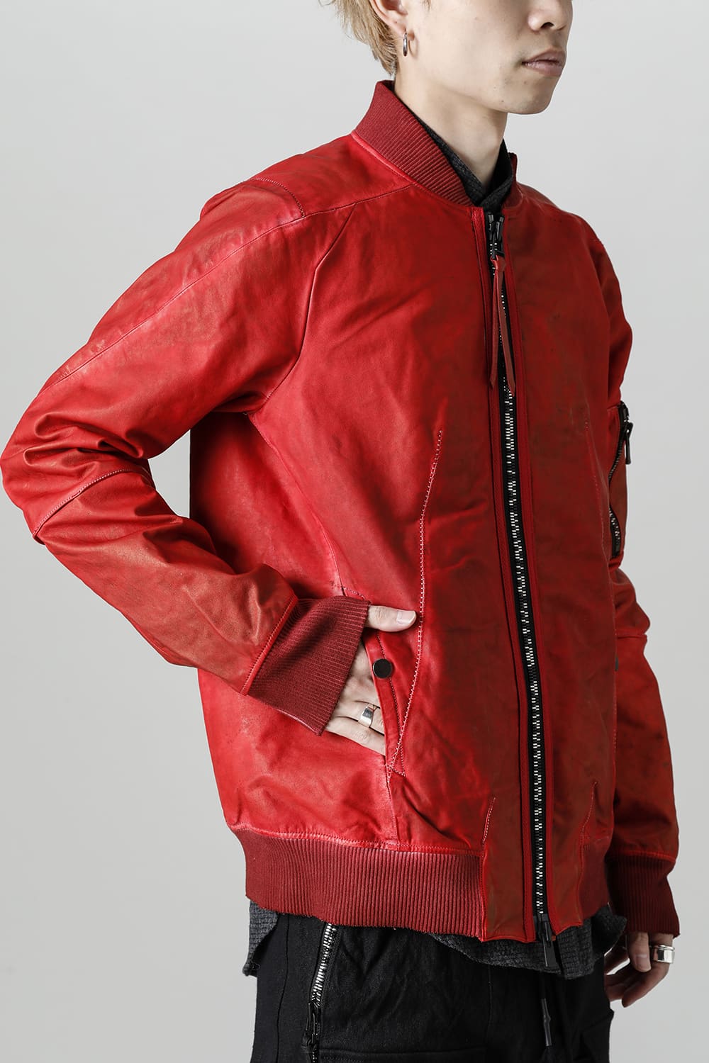 D.HYGEN×ARTEFACT Collaboration Item- Dye Horse Leather Bomber JKT