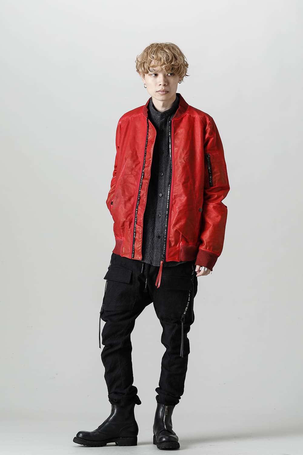 D.HYGEN×ARTEFACT Collaboration Item- Dye Horse Leather Bomber JKT