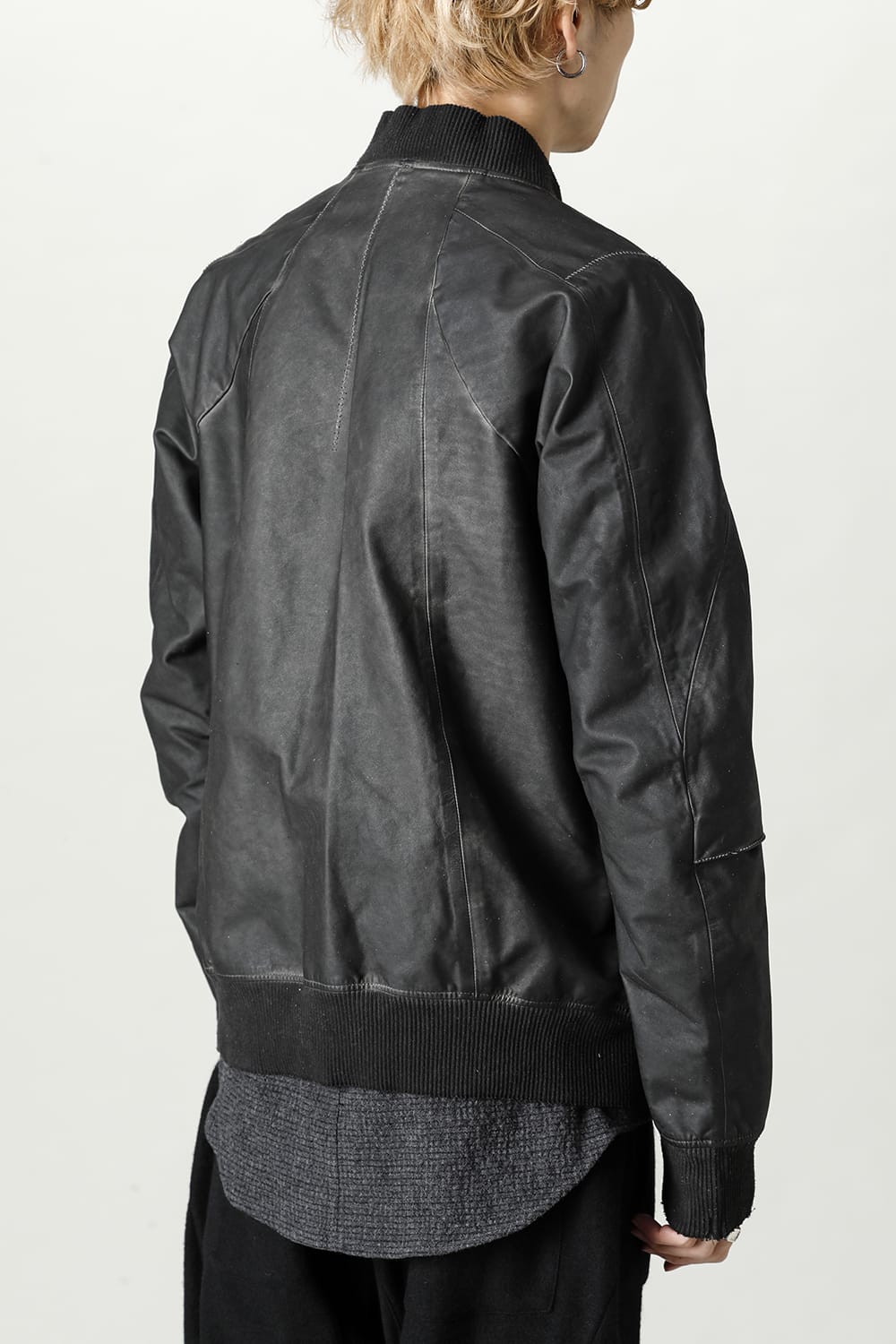 D.HYGEN×ARTEFACT Collaboration Item- Dye Horse Leather Bomber JKT  Charcoal
