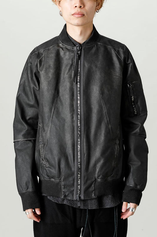 D.HYGEN×ARTEFACT Collaboration Item- Dye Horse Leather Bomber JKT  Charcoal