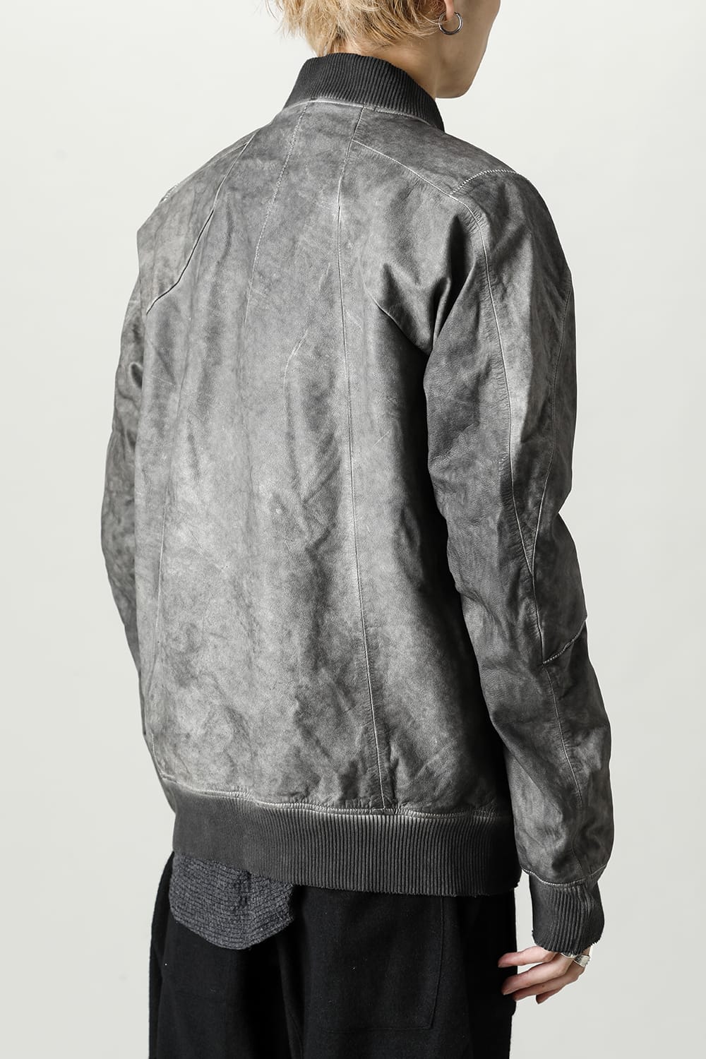 D.HYGEN×ARTEFACT Collaboration Item- Dye Horse Leather Bomber JKT Gray